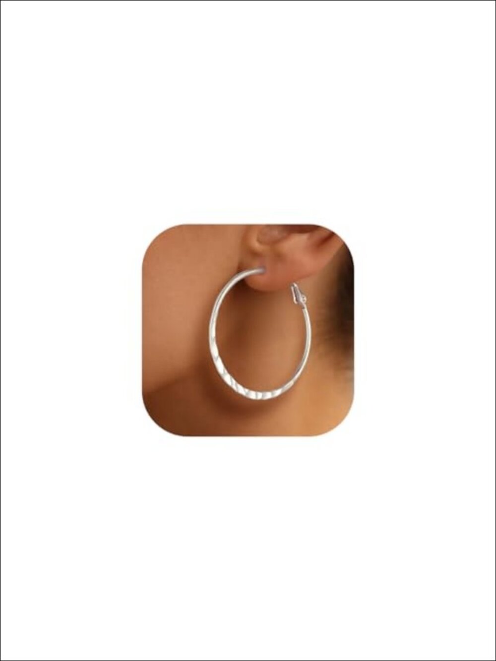 Hammered Hoop Earrings Stainless Steel Nickel-Free 30/40/60/80mm
